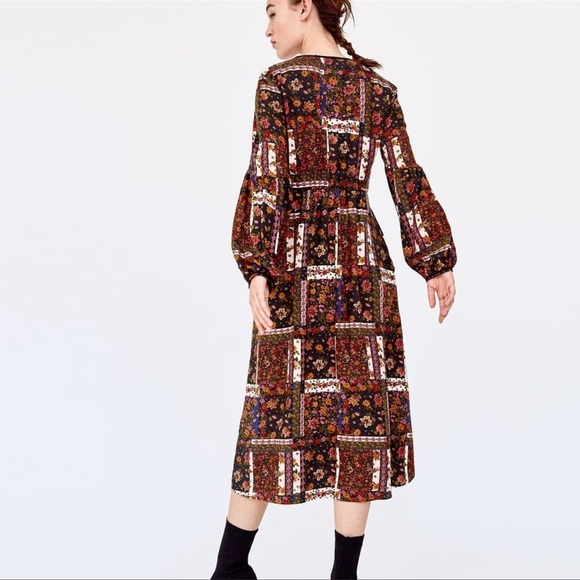 Zara Multicolored Floral Patchwork Dress - Picture 2 of 6